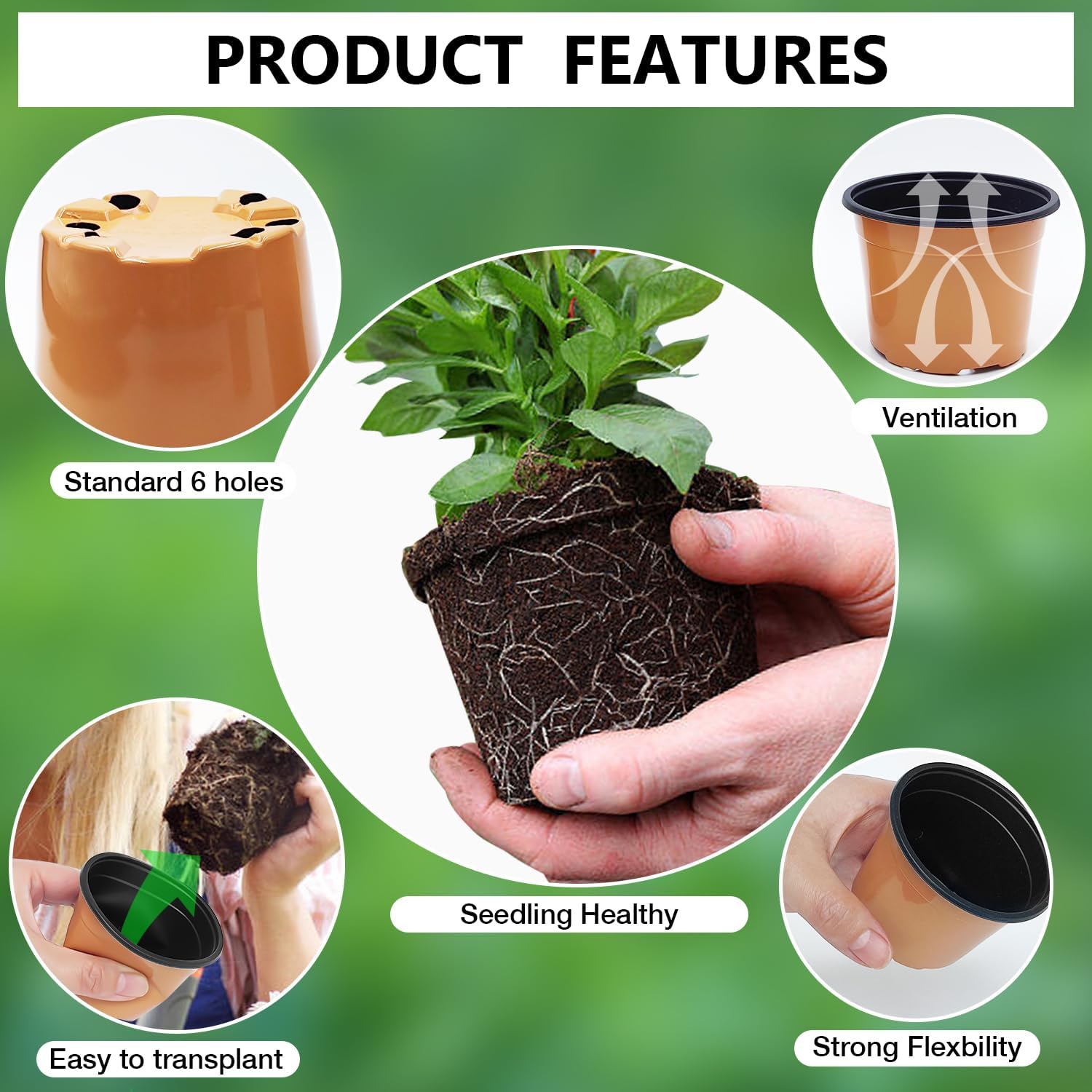 100 Pack 2.8" Nursery Pots, Plastic Pots for Plants, Small Plant Pots for Succulents, Seedlings, Flowers, Cuttings, Transplanting（Ochre Color）