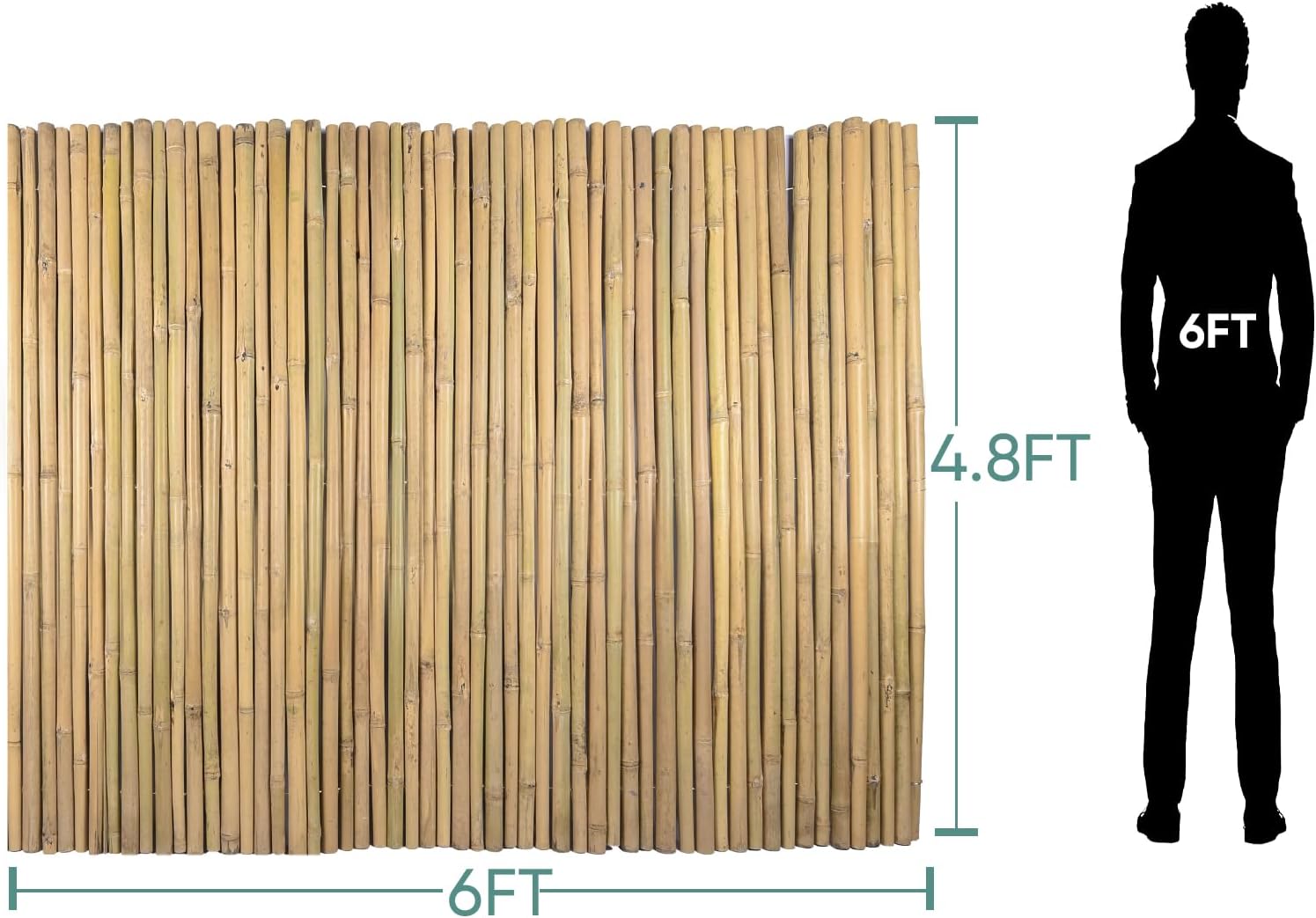 58Inch High x 72Inch Long x 0.7In D Bamboo Screen, Natural Bamboo Fence Rolls, Eco-Friendly Fencing for Outdoor Balcony Patio Garden Border Pool
