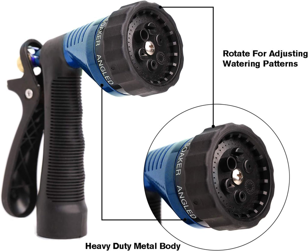 GREEN MOUNT Water Hose Nozzle Spray Nozzle, Metal Garden Hose Nozzle with Adjustable Spray Patterns