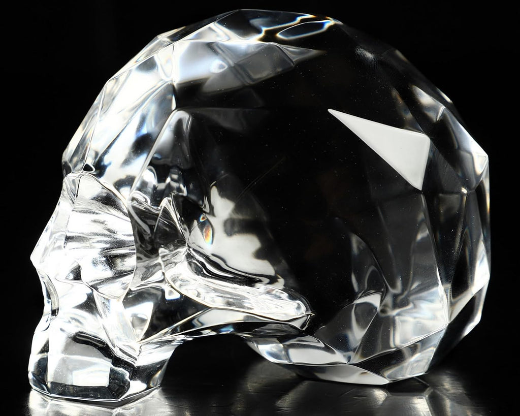 Skullis 3.8" K9 Crystal Skull, Hand Carved Gemstone Fine Art Sculpture, Reiki Healing Stone Statue.828