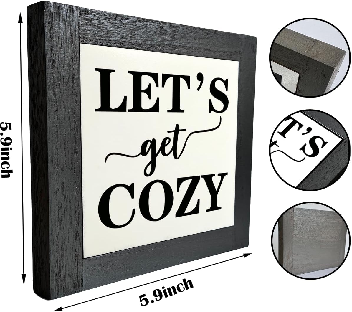 Inspirational Wood Signs, Box Wood Plaques Desk Décor, Farmhouse Home Decor Sign for Shelf, Family Table Decor for Kitchen Bedroom Dining Room, Living Room Decor, Housewarming Gift, Let's Get Cozy C