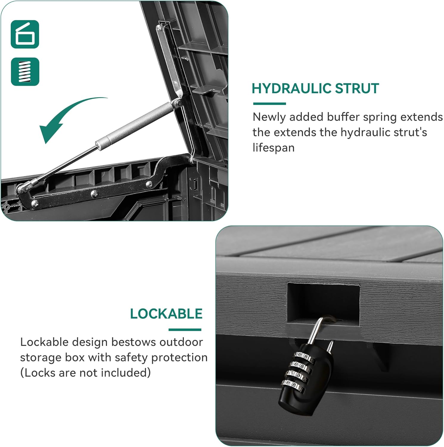 YITAHOME 100 Gallon Outdoor Storage Box, Large Water Resistant Resin Deck Box, Indoor Outdoor Lockable Storage Container for Patio, Garden, Cushions, Tools, Equipment (Dark Gray)