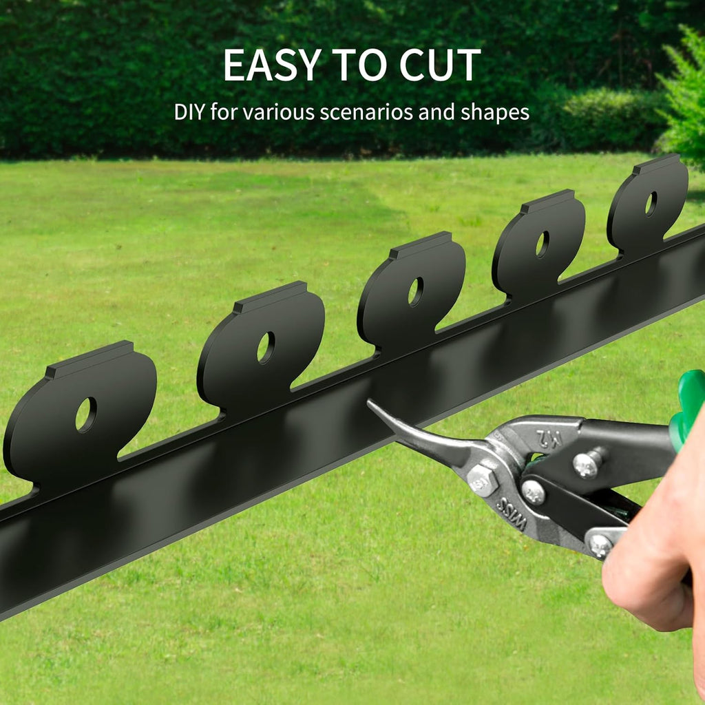 66FT Landscape Edging 4 in Tall with 70 Spikes, Garden Edging Border and 1 Hammer, Plastic Landscape Edging Border Lawn Edging for Landscaping, Flower Beds, Yard