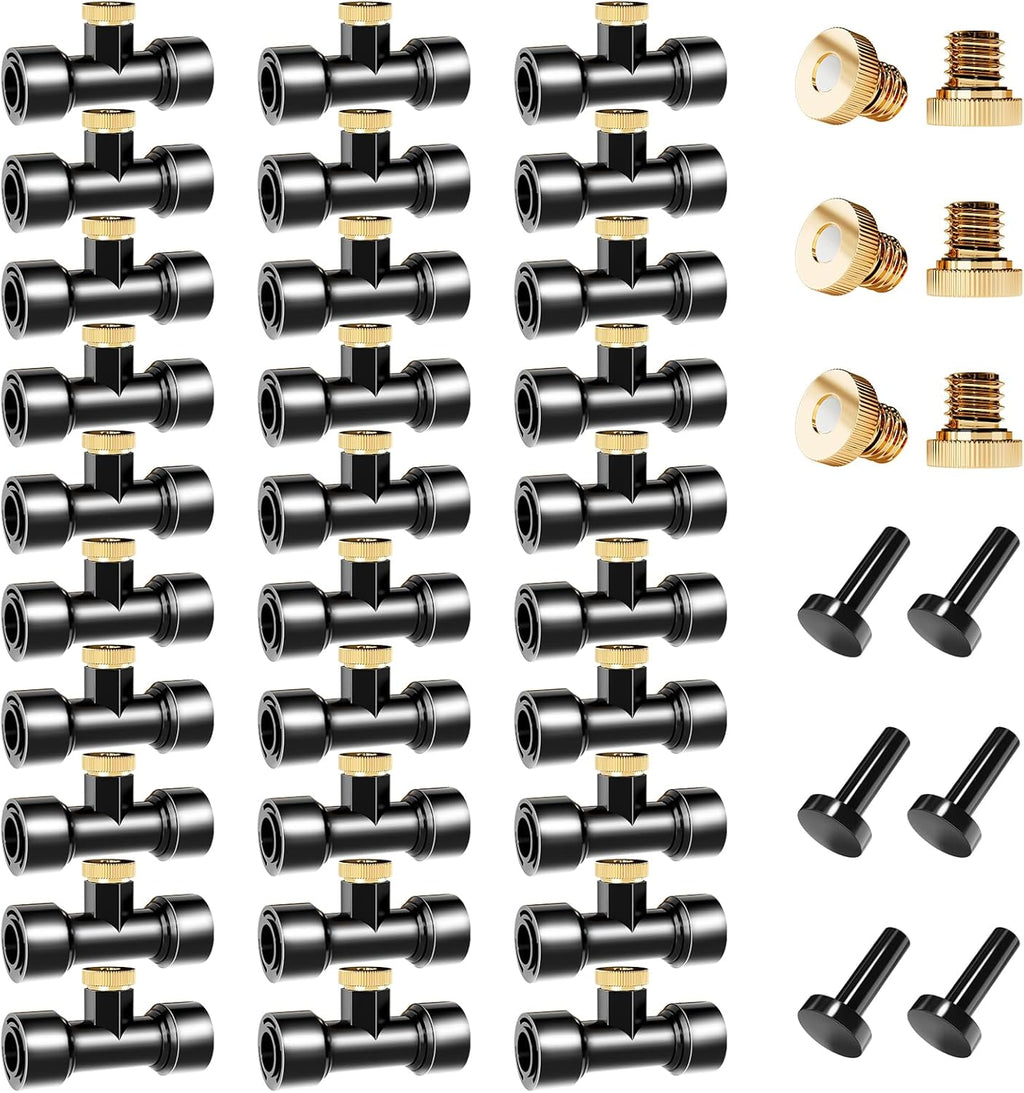 Misting Nozzles Kit Include 36 Pcs Misting nozzle 30 Pcs Misting 6 Pcs Plug nozzle tees for Outdoor Spray Cooling System (72 Pieces)