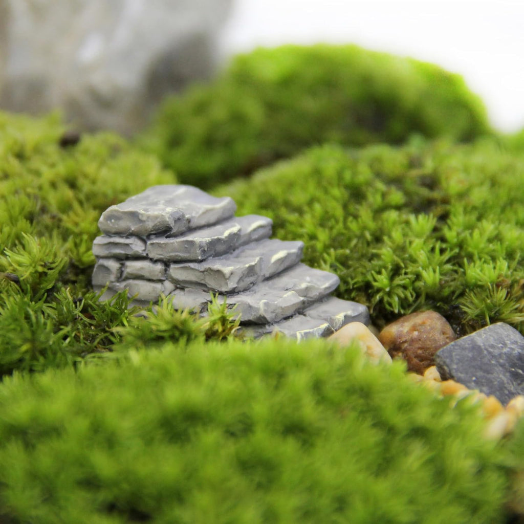 1Pc Gray Outdoor Miniature Resin Bridge Stair Stone Straight Bridge Stairs Stone Steps Garden Fairy Ornament Flower Pot Plant Micro Landscaping Decor Bonsai Craft Straight Stairs Statues Décor