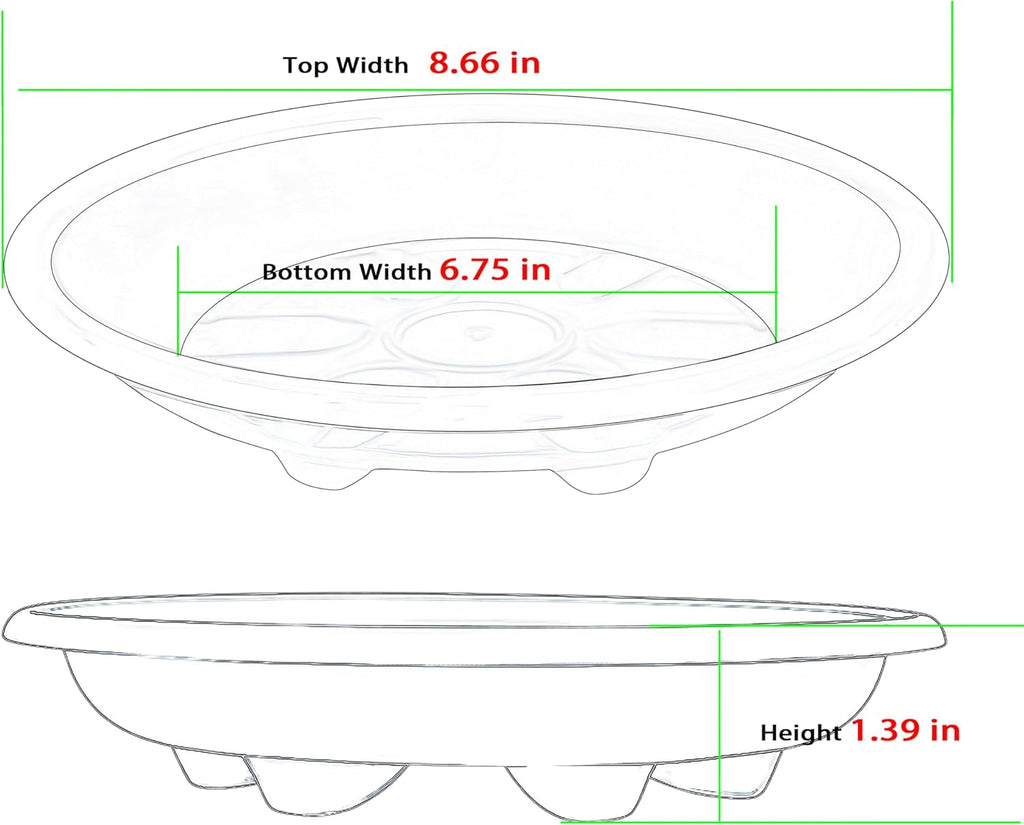 6 Pack of Plant Saucer 8 inch, Plastic Trays for Plants, Plant Drip Trays for Indoors Outdoor, Plant Water Tray for Planters, Black