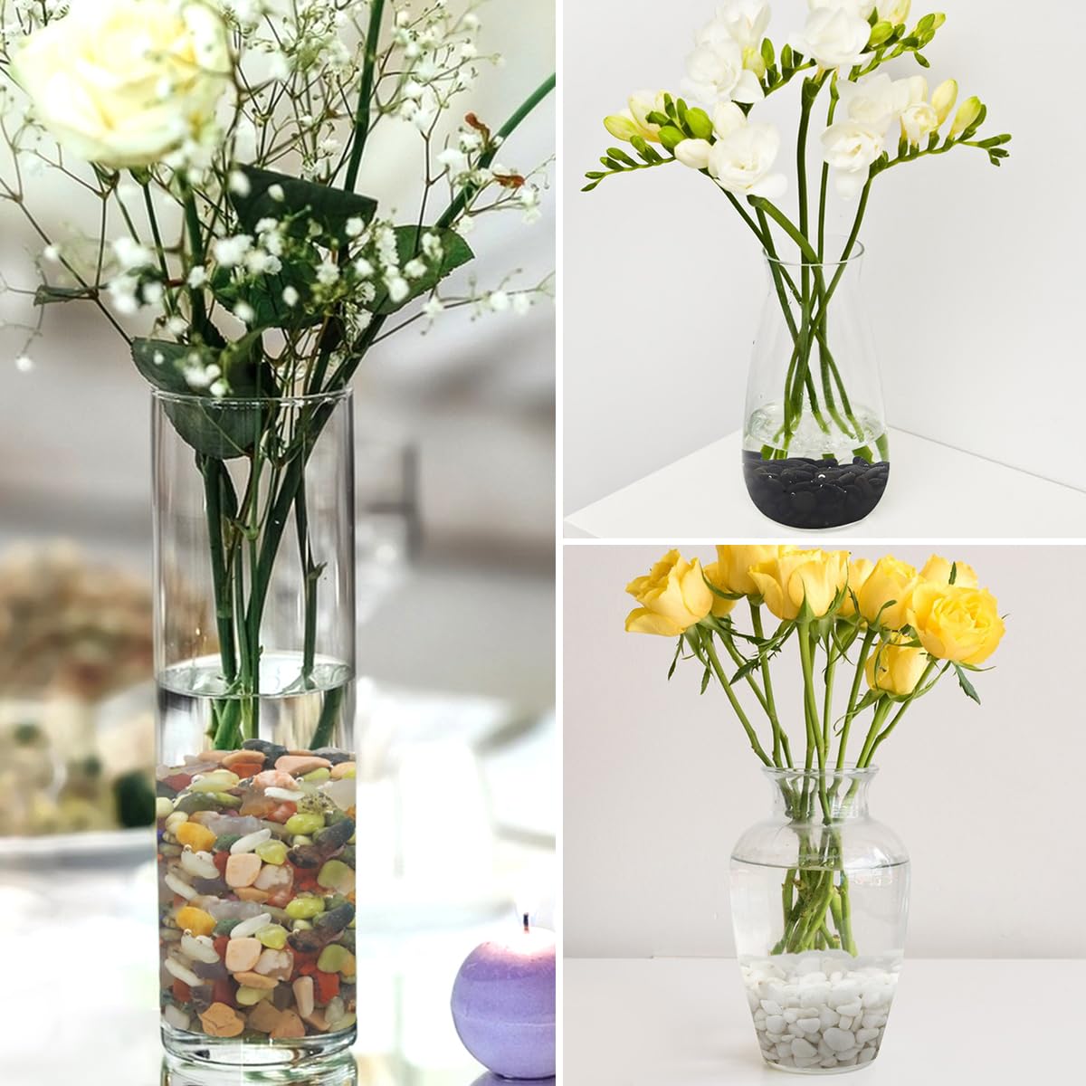 10LB Succulent and Cactus Colorful Pebbles, 3/8 Inch Natural Decorative Polished Stones, River Rocks for Indoor Plants, Vases, Planters and Outdoor Gardening