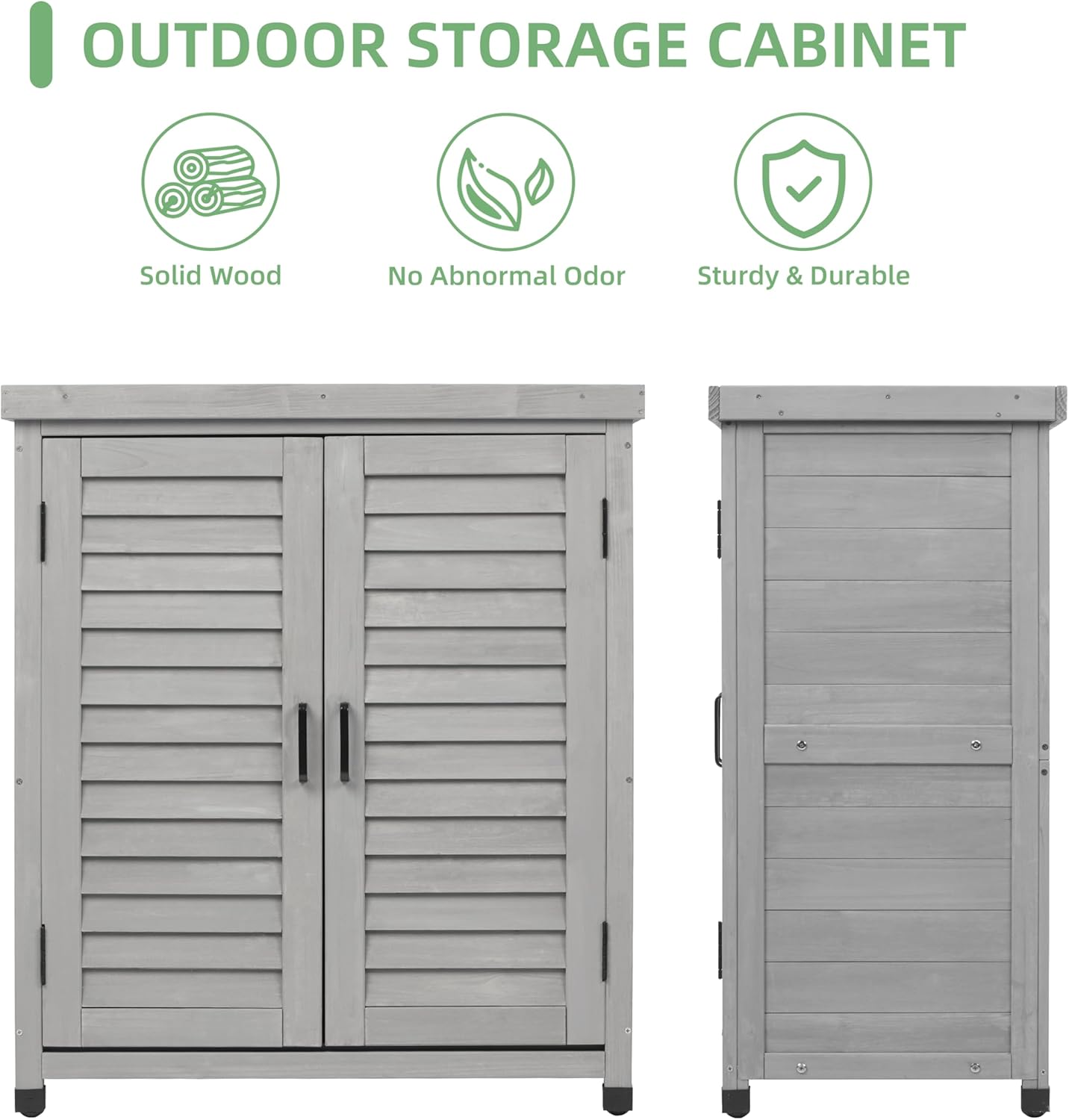 Potting Bench with Storage Cabinet and Metal Table Top for Outdoor Patio, Garden Furniture Wood Workstation