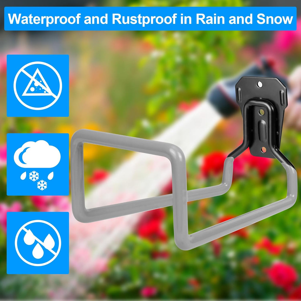 Garden Hose Holder - Metal Garden Hose Reel Wall Mounted Water Hose Holders for Outside, Heavy Duty Hose Hanger for Water Hose Storage