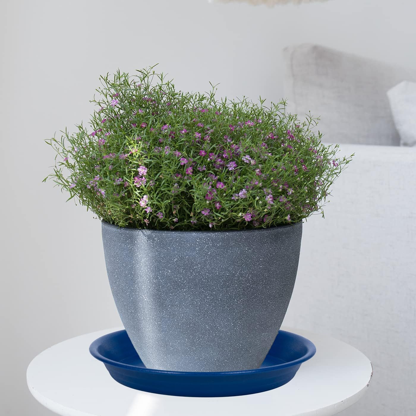 Plant Saucer Pot Tray 10 inch, 2 Packs Plant Drainage Trays, Plastic Flower Planter Saucers and Drip Trays for Indoors, Heavy Durable Plant Plate Water Catcher (Blue)