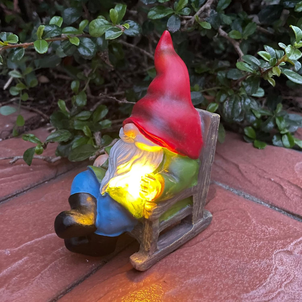 Solar Gnomes Decor Outside Mini Gnome Figurines Outdoor Solar Porch Patio Garden Miniatures Gnomes Decor Gift for Women Grandma Mother's Day Birthday