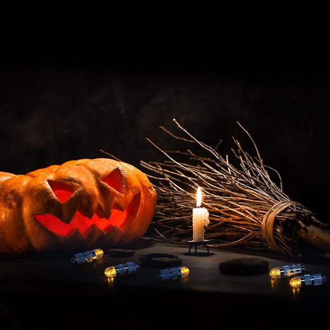 SumDirect Pack of 12 LED Mini Non-Blinking Lights for Paper Lanterns Balloons Floral Wedding Halloween Christmas Party Decoration Centerpieces (12, Orange Yellow)