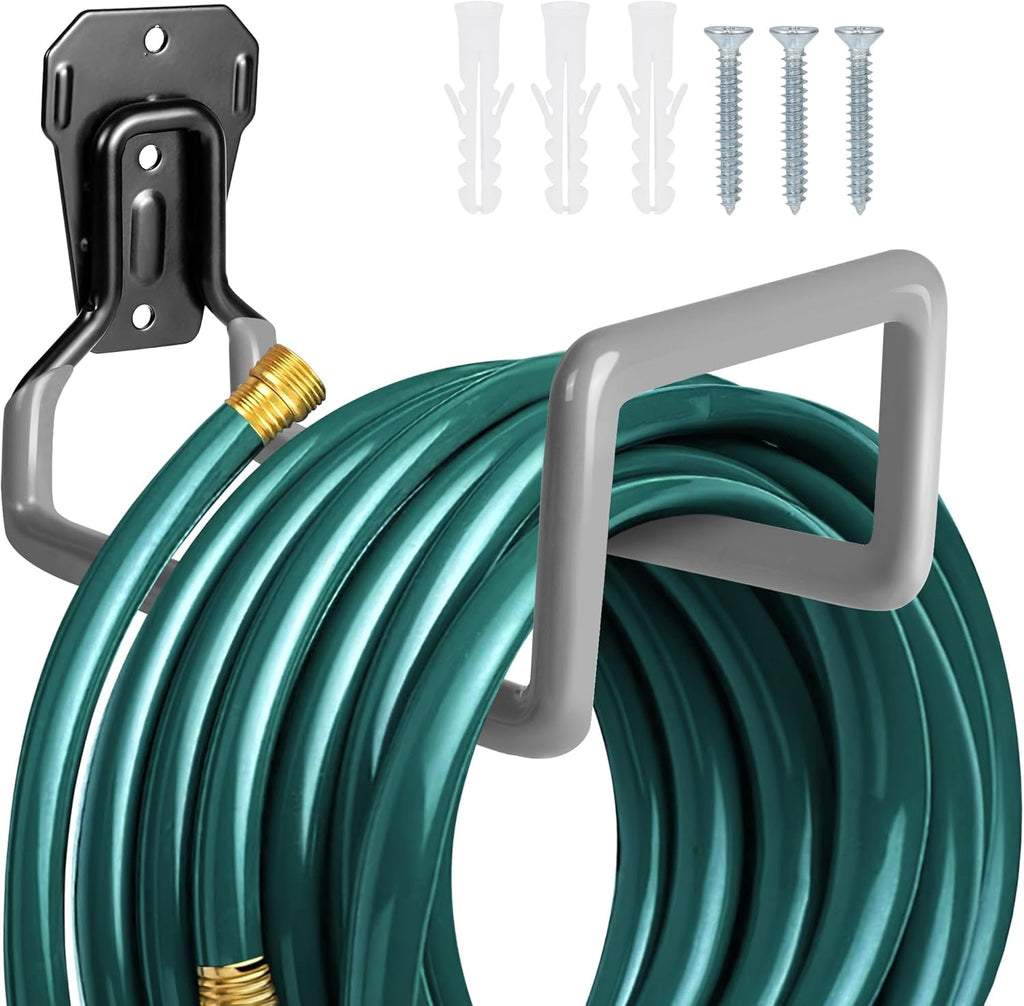 Garden Hose Holder - Metal Garden Hose Reel Wall Mounted Water Hose Holders for Outside, Heavy Duty Hose Hanger for Water Hose Storage