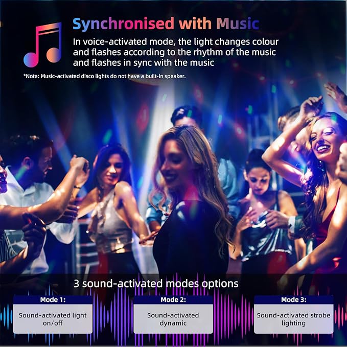 DJ Disco Ball, Party Lights Sound Activated with Remote, Strobe Light for Home Room Dance Birthday Party Supplies, Stage Lamp for New Years Birthday Halloween Christmas Decorations