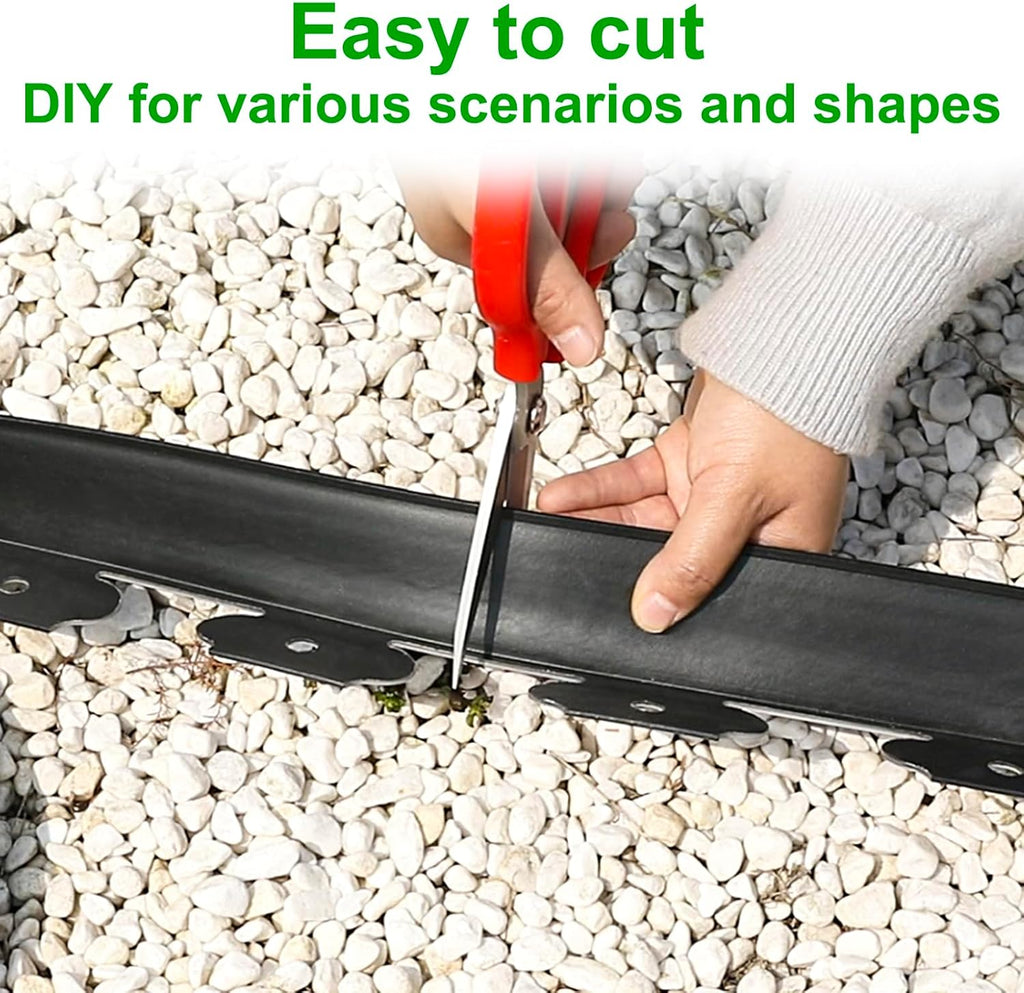 JERIA 2 Inch Tall 33 FT Garden Edging Kit with 45pcs Spikes, Plastic Edging for Landscaping