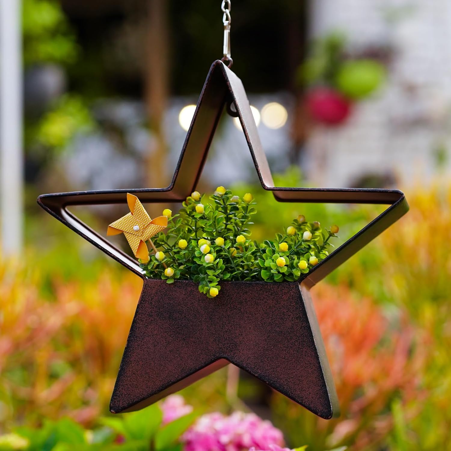 Metal Hanging Planters for Indoor & Outdoor Plants - Star Shaped Planters for Wall or Window,Garden Patio or Indoor Decor for Women(Cooper)