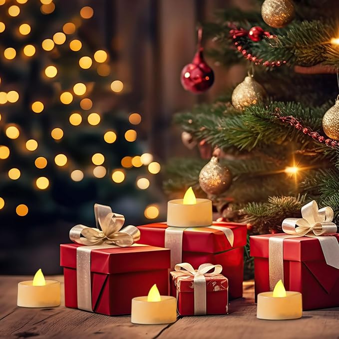 BEICHI Flameless Candles, 50Pack Battery Operated Candles, LED Tea Lights Candles Battery Operated, Flickering Fake Candles for Wedding Halloween Christmas Diwali- Warm Yellow