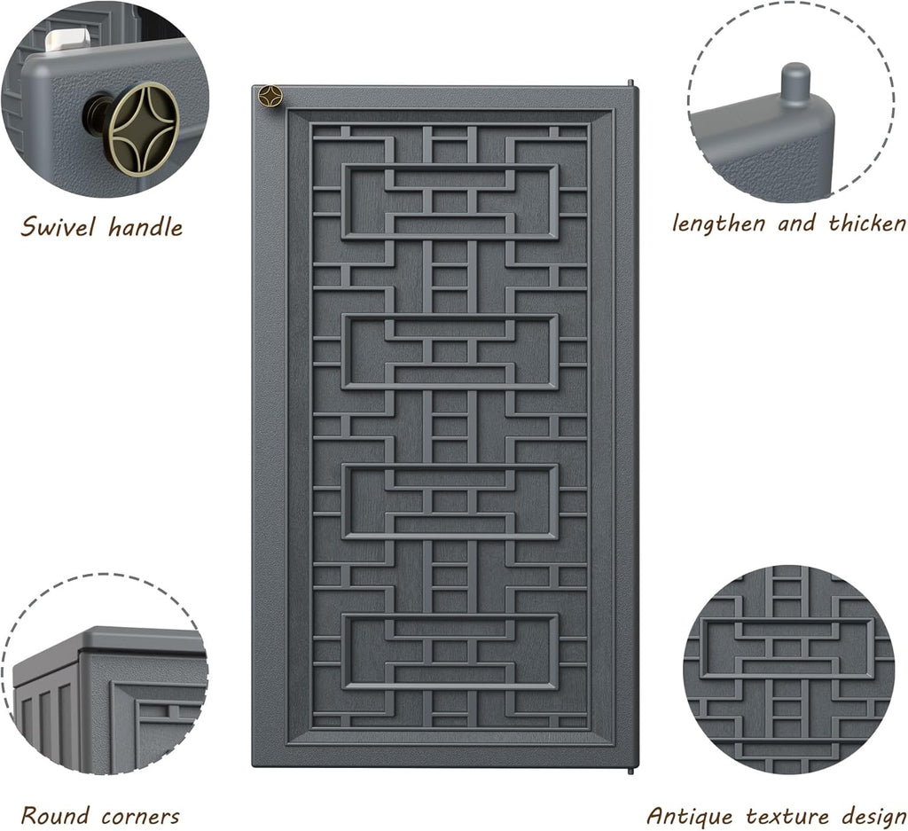 Storage Box Outdoor Caninet,Resin Indoor Storage Box Waterproof Outdoor Storage Cabinets for Patio/Garden/Backyard, Size 34.3''L*15''W*36.2''H(Grey)