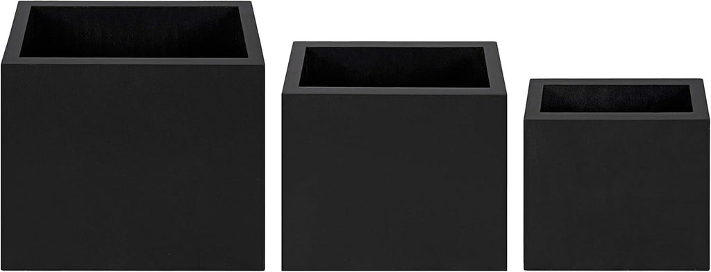Kate and Laurel Domio Wall Hanging Planter Shelves, Set of 3, Black, Geometric Nesting Planter Collection