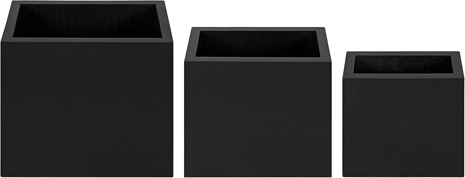 Kate and Laurel Domio Wall Hanging Planter Shelves, Set of 3, Black, Geometric Nesting Planter Collection