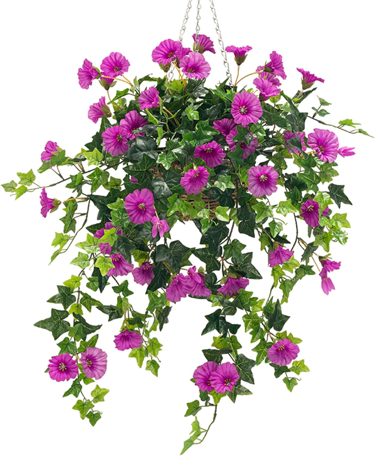 Artificial Flowers Faux Outdoor Plants Artificial Petunias for Outdoors Uv Resistant Fake Petunias Plants Hanging Flower Patio Decor Outside Basket Realistic Silk Plant No Pot(Purple 2pcs)