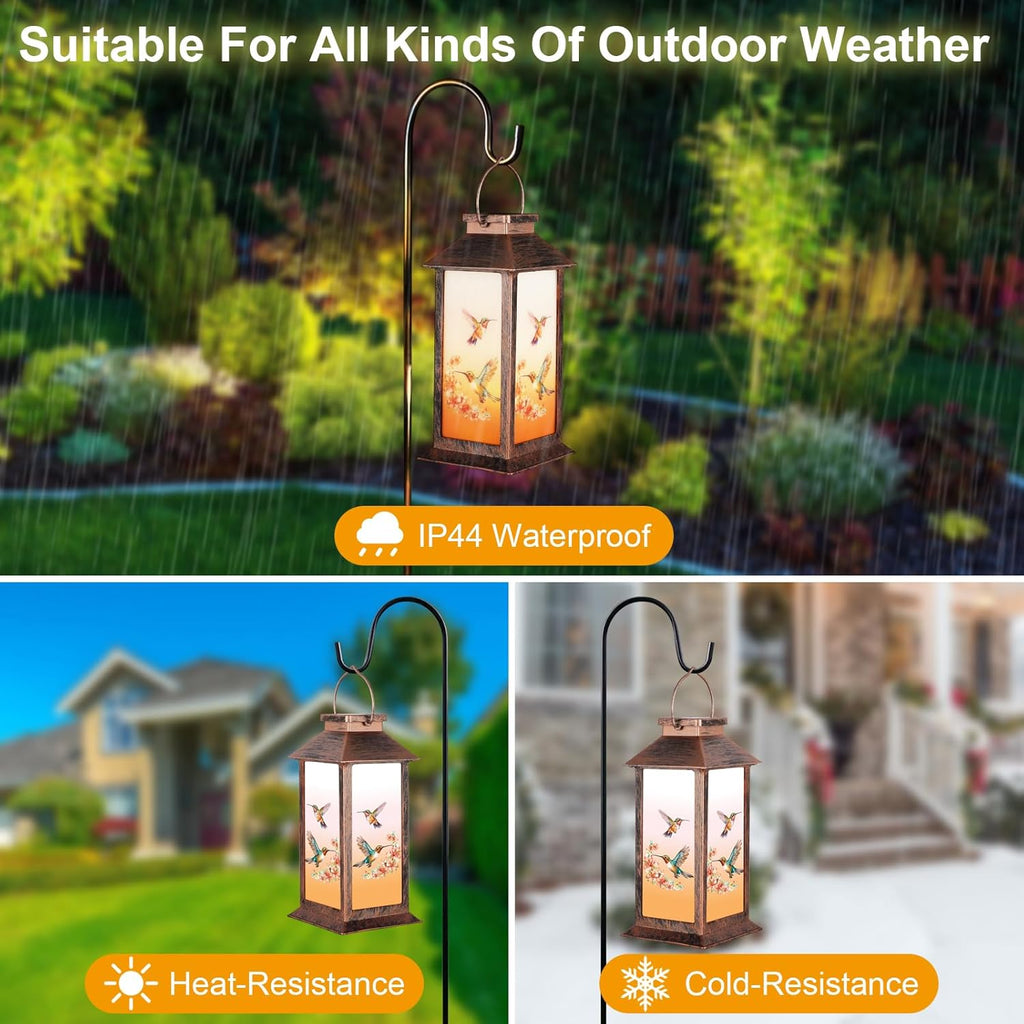 Solar Lantern Outdoor Waterproof Hummingbird Garden Decor Birthday Gifts for Women Mom and Grandma Solar LED Plastic Decorative Hanging Light for Yard(Hummingbird )