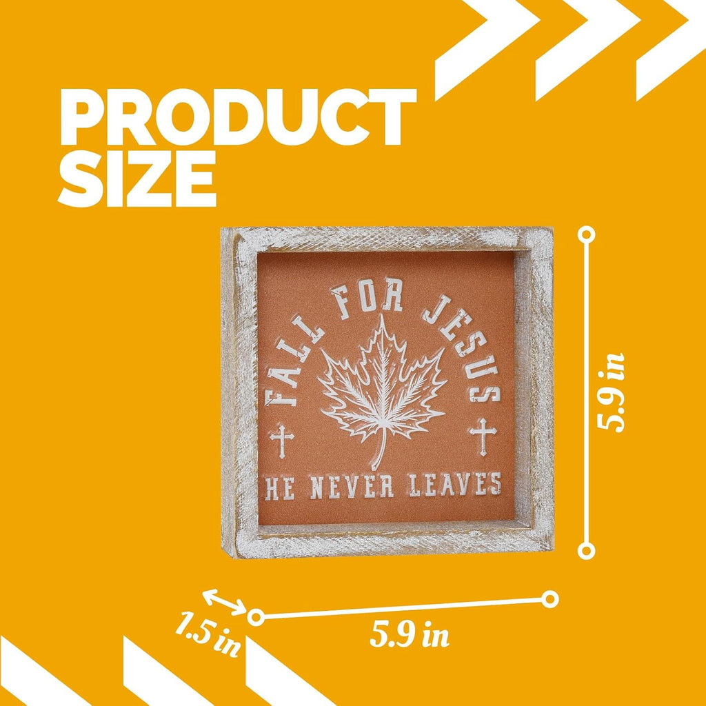 FESTWIND Embossed Orange Fall Leaf Sign, Farmhouse Autumn Decorations, Wooden Fall Tiered Tray Decor for Shelf Cubicle Desk Mantel, Rustic Thanksgiving Table Decor