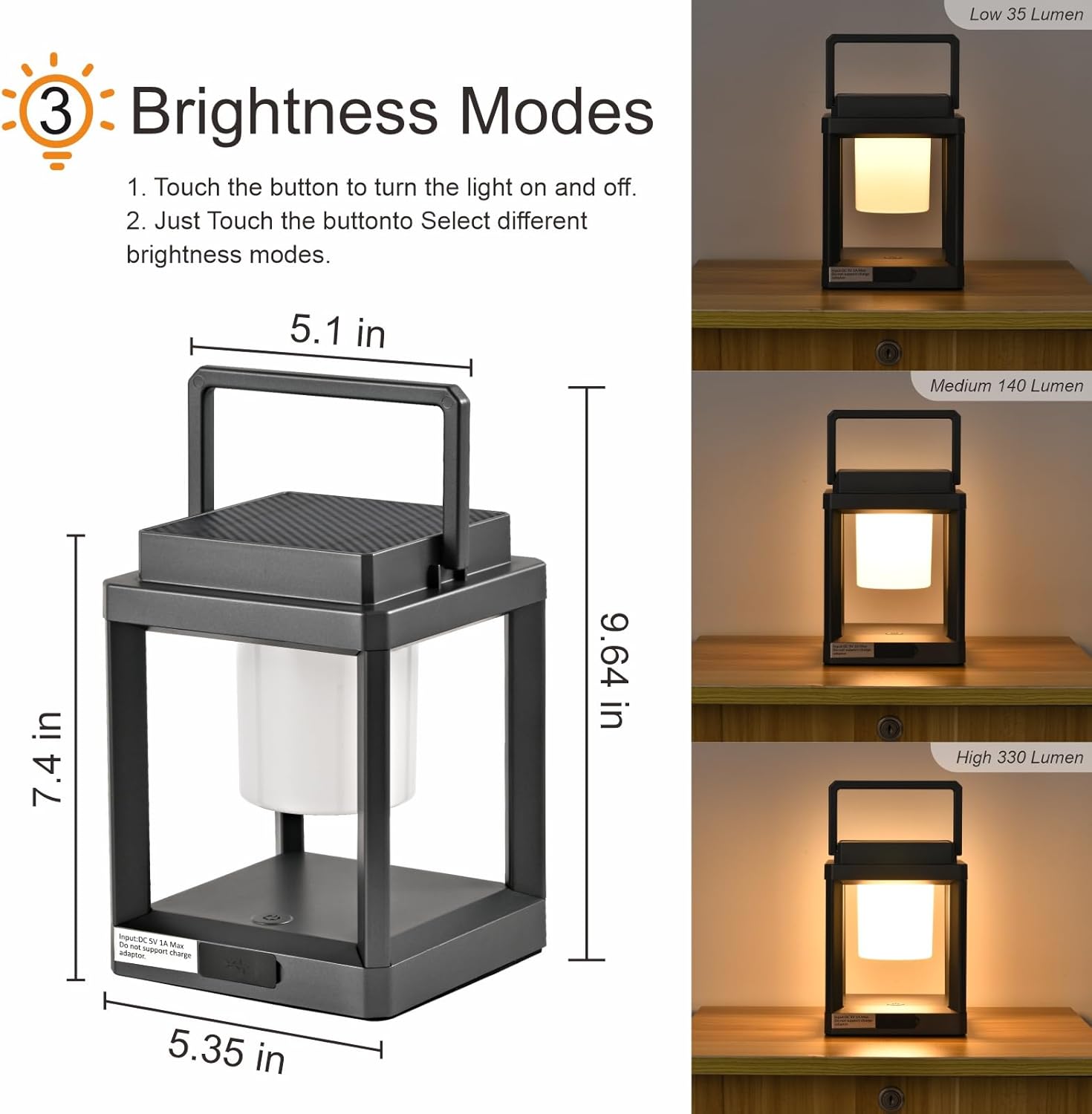 LETRY Solar Outdoor Table Lamp: Outdoor Lanterns for Patio Waterproof,Portable Rechargeable Solar Lamp
