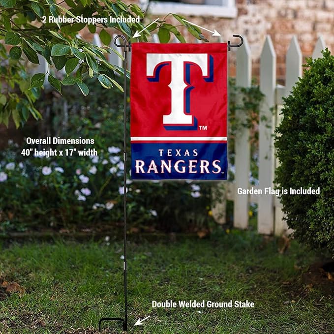 WinCraft Texas Rangers Garden Flag with Stand Holder
