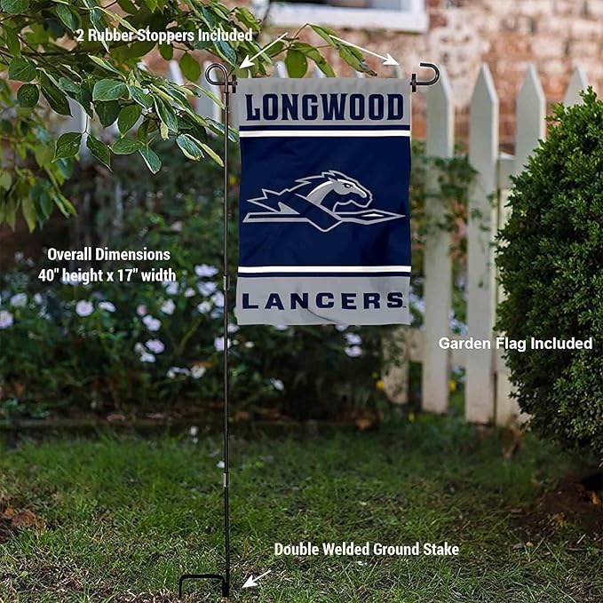 College Flags & Banners Co. Longwood Lancers Garden Flag with Stand Holder