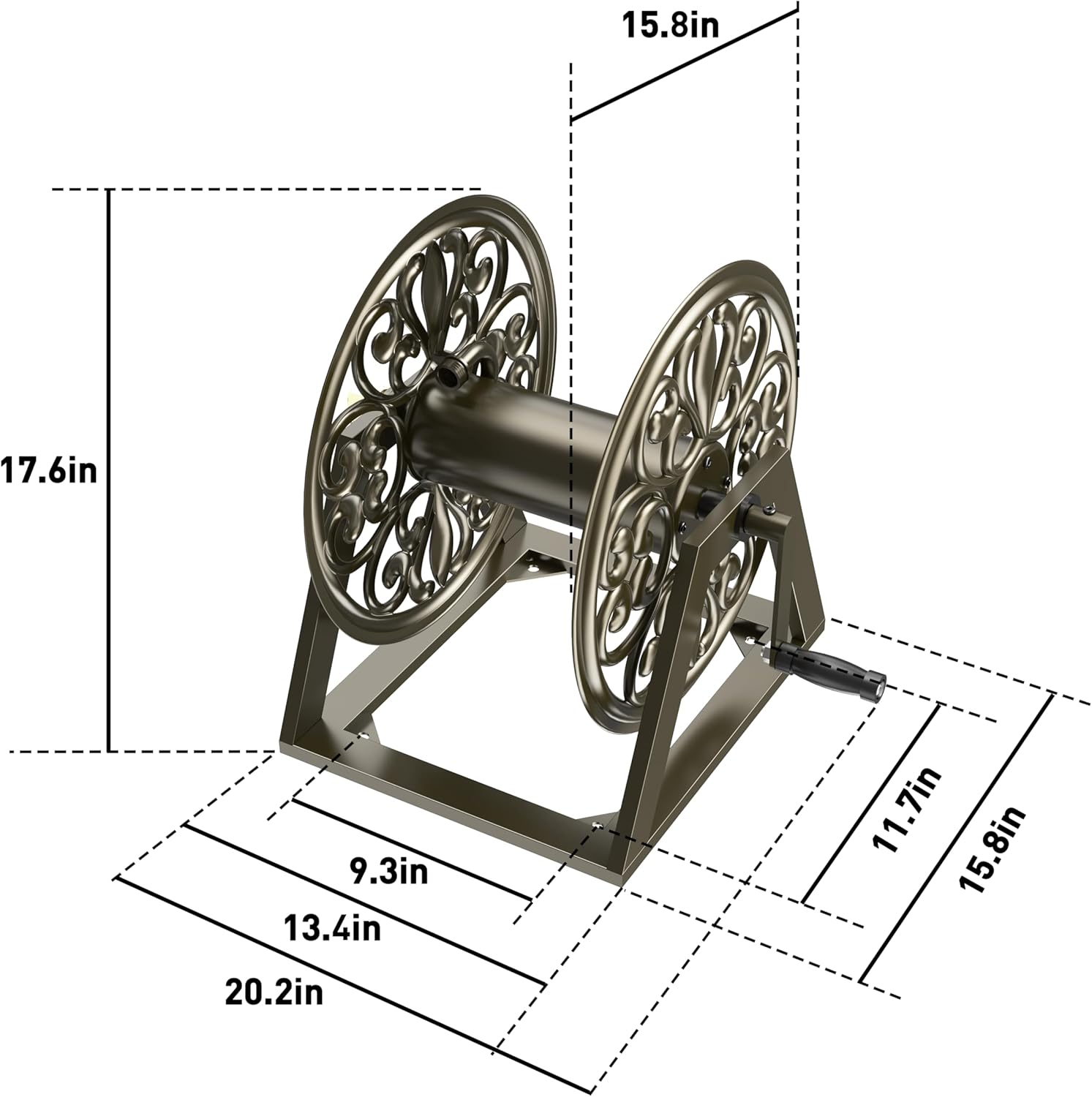 GOFORWILD Garden Wall/Floor Mount Hose Reel, Decorative Hose Reel, Garden Heavy-Duty Water Hose Holder Winder, Holds 200-Feet of 5/8-Inch Hose