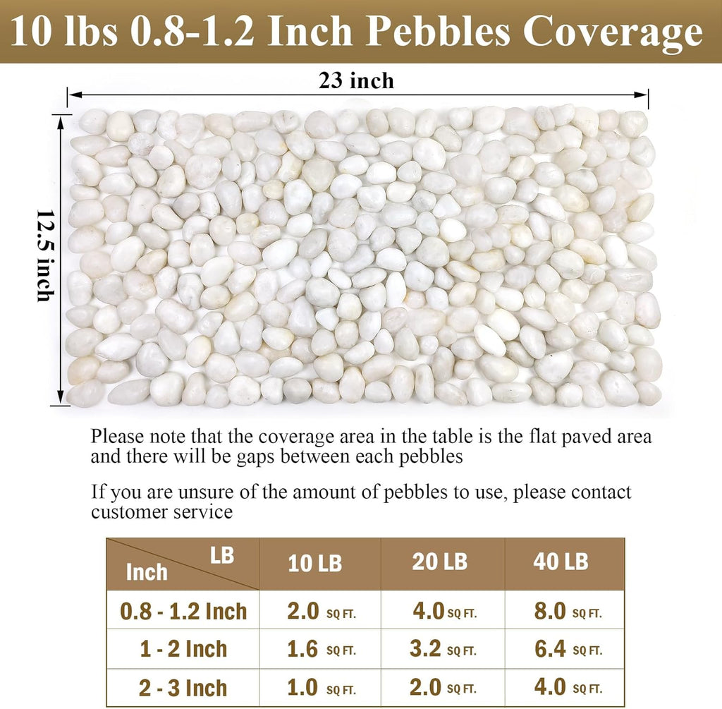 10 lbs White Pebbles for Indoor Plants, 0.8-1.2 Inch Small White River Rocks Stones for Planters, Vases, Fish Tank, Garden, Landscaping, Top Dressing and Bottem Drainage
