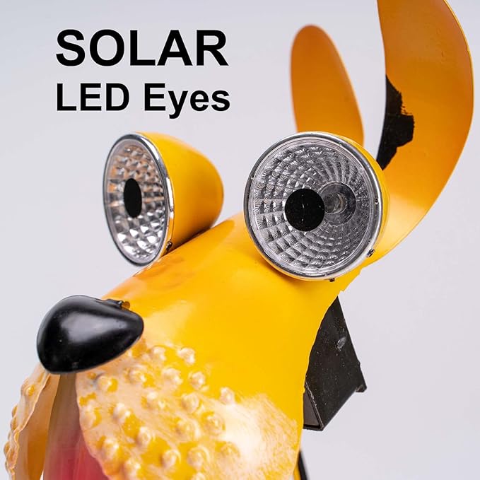 Dog Solar Lights Outdoor,Yard Art Metal Dog Statues,Outdoor Funny Dog Statue for Garden Decor Yard Lawn Ornaments