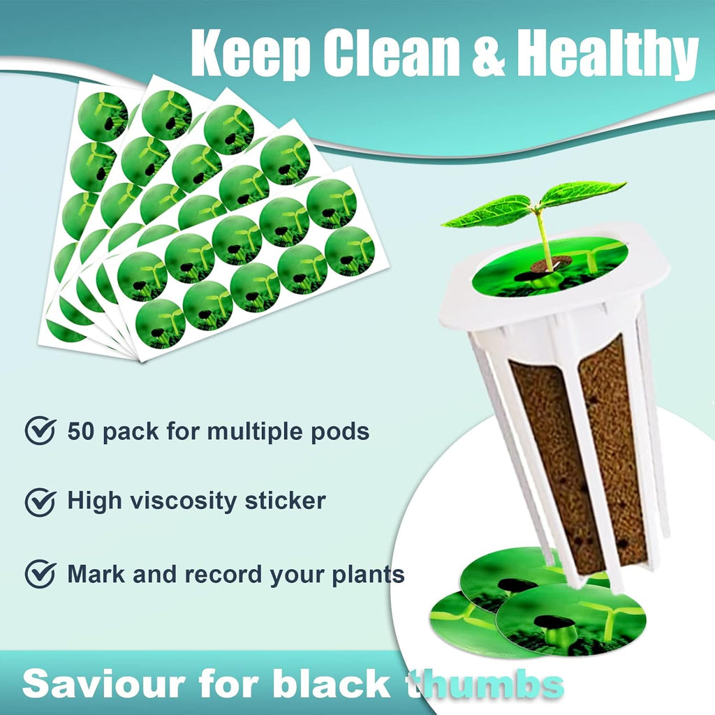 100pcs Square Pods for Hydroponics Growing System, 50pcs Square Grow Sponges with 50pcs Pods Labels, Supplies Replacement, Compatible with IDOO, QYO, LYKO