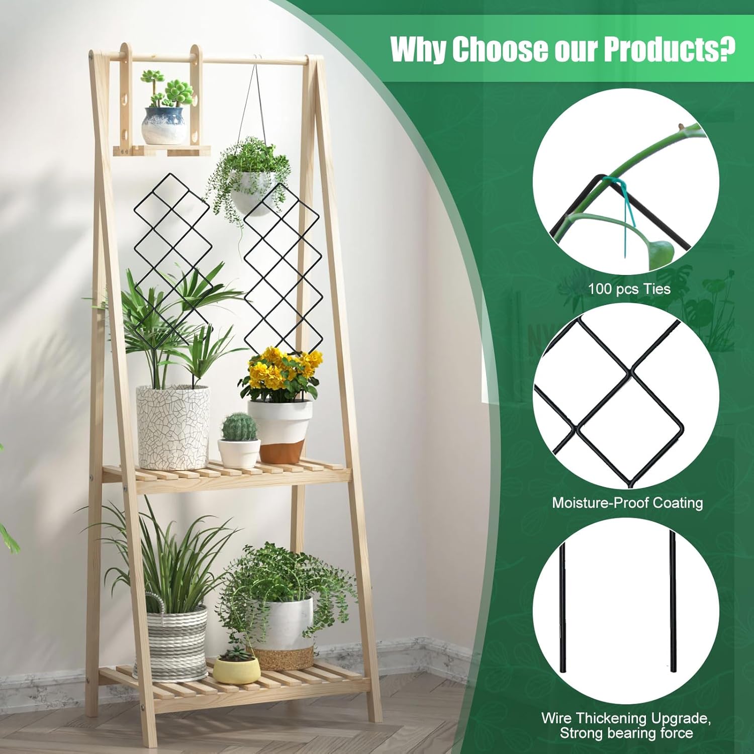 Metal Trellis for Climbing Plants Indoor, 16.36 inch Small Trellis for Potted Plants Geometric Shape Lattice for Ivy Vines Hoya Houseplants Flower 2 Pack