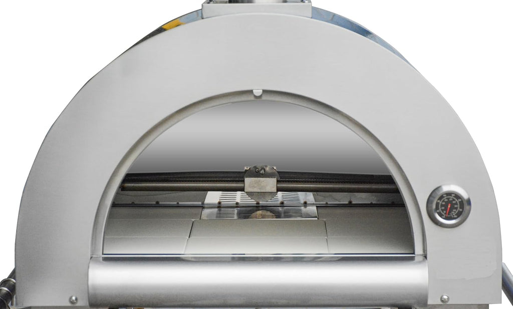 32.5 inch Propane Gas and Wood Fired Pizza Oven, Large Stainless Steel Pizza Oven for Outdoor, Backyard and Party (Silver)