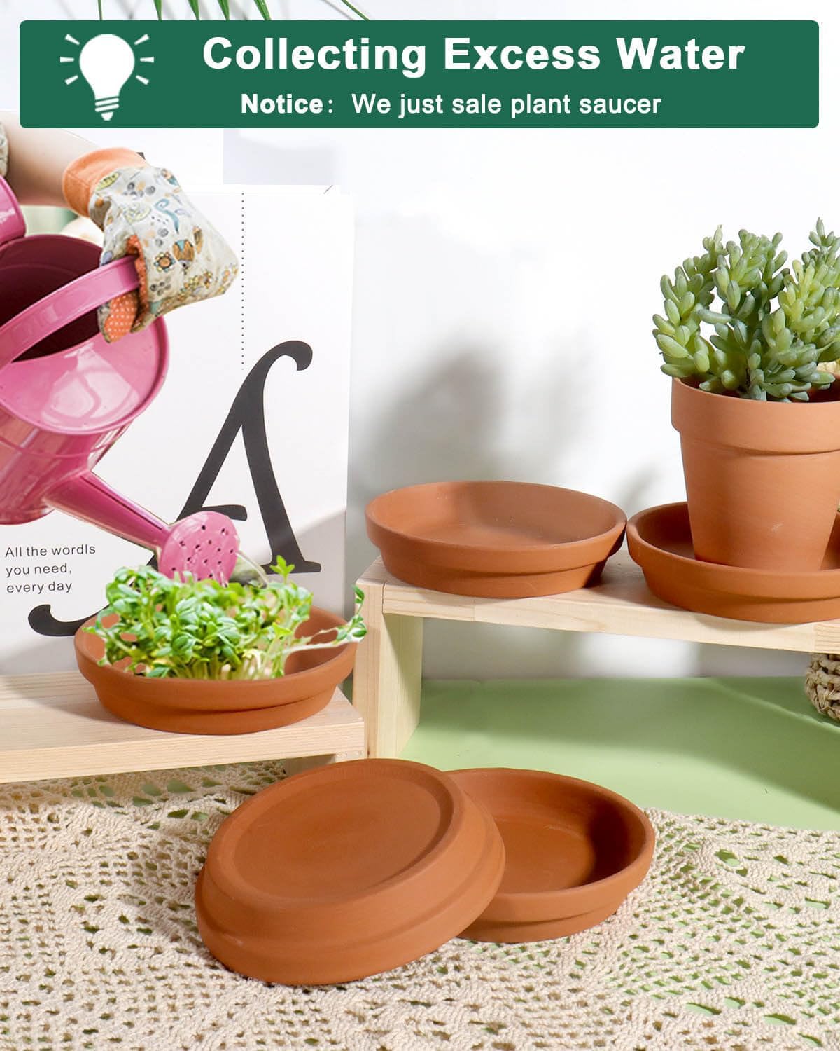 vensovo 4 Inch Terracotta Plant Saucer Pots Tray - 6 Pcs Round Planter Saucers for Indoor & Outdoor Plants, Small Clay Trays Perfect for 3 Inch 3.5 Inch 4 Inch Flower Pot