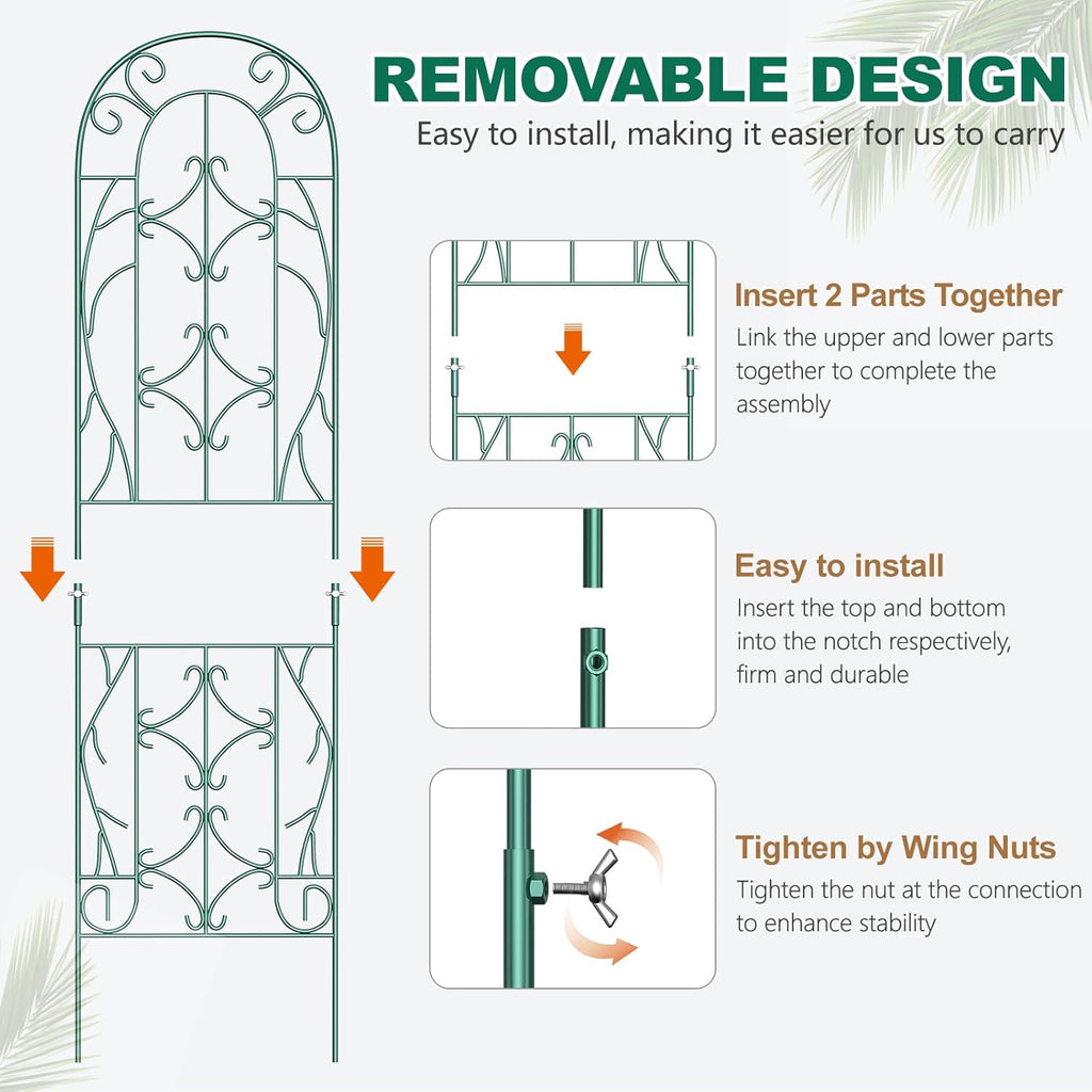 4 Pack Metal Garden Trellis for Climbing Plants,Green Metal Garden Trellis for Vines Plant Rose Vegetable Support,Large Decorative Outdoor Trellis