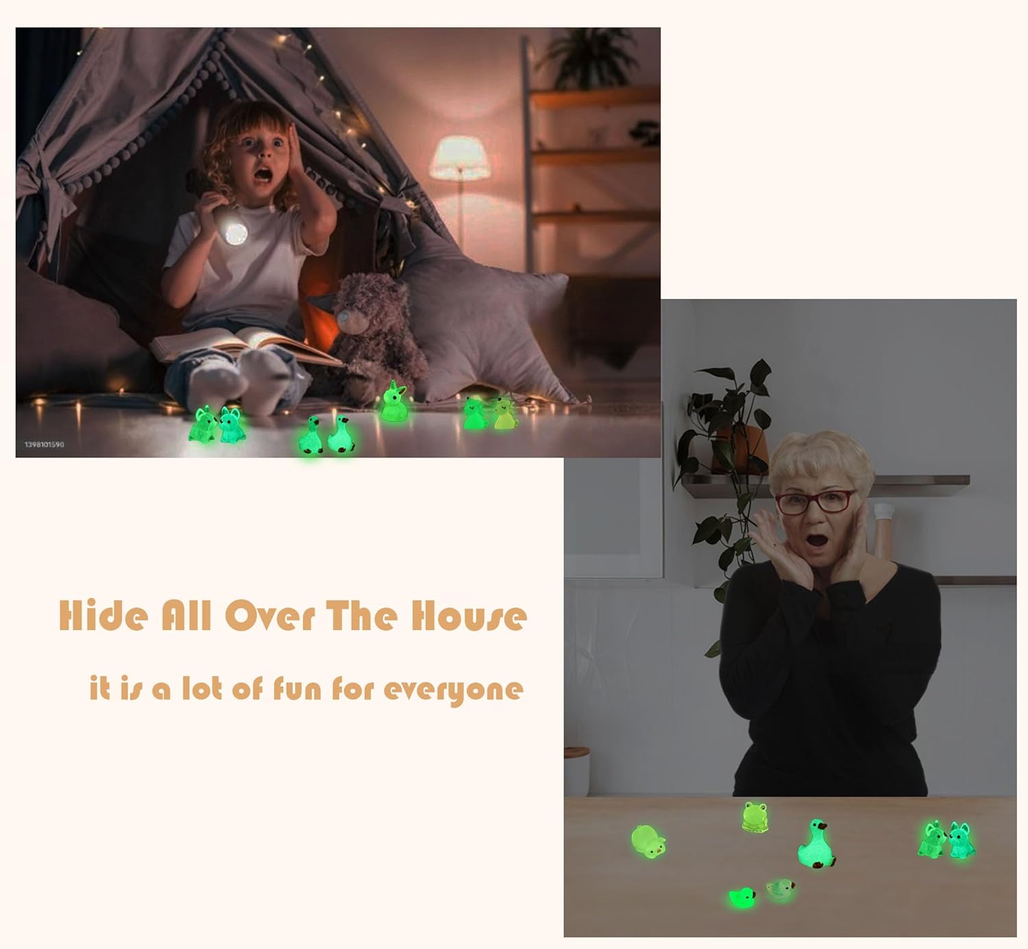 50 Pcs Luminous Mini Resin Animals, Glow in The Dark Tiny Ducks, Frogs, Birds, Cute Dollhouse Miniatures for Crafts, Fairy Garden and Home Décor