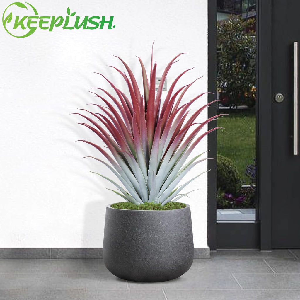 2ft Fake Spiked Agave Plant - Red Artificial Aloe Vera Plant 26 Inch - Tall Large Faux Floor Plants Perfect for Porch Door Step Home Office Patio Indoor Outdoor Decor (1 Pack)