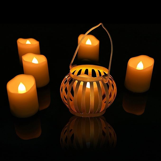 Rechargeable Tea Lights LED Flameless Christmas Candles, Set of 6 Electric Votive Tealights Flickering Candle with Remote Timer and Charging Holder for Home Centerpiece Party Holiday Decorations