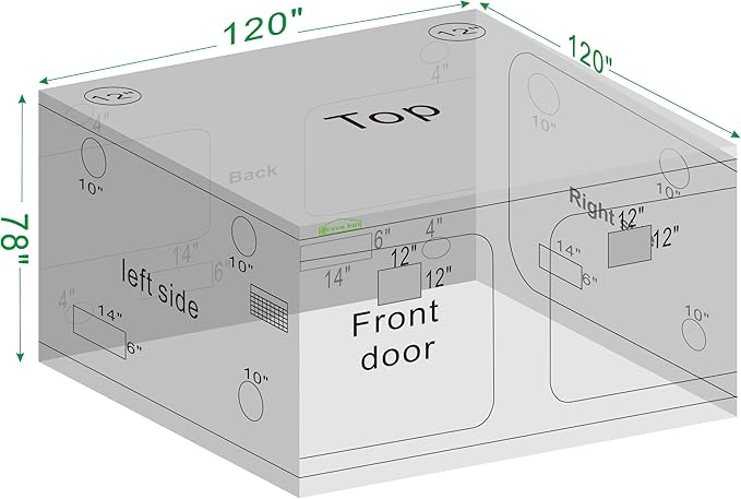 10x10 Grow Tent, 120"x120"x78" Growing Tent with Observation Window and Floor Tray for Hydroponics Indoor Plant Growing Large Grow Room
