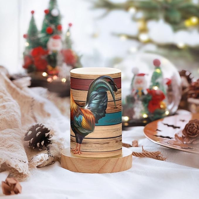 Flickering Flameless Candles, Rooster LED Candles with Remote Timer, Set of 2 Battery Operated Candle for Valentine Wedding Birthday