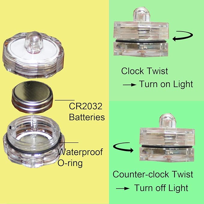 Bright LED Floral Tea Light Vase Submersible Lights for Party Wedding (Blue, 20 Pack)