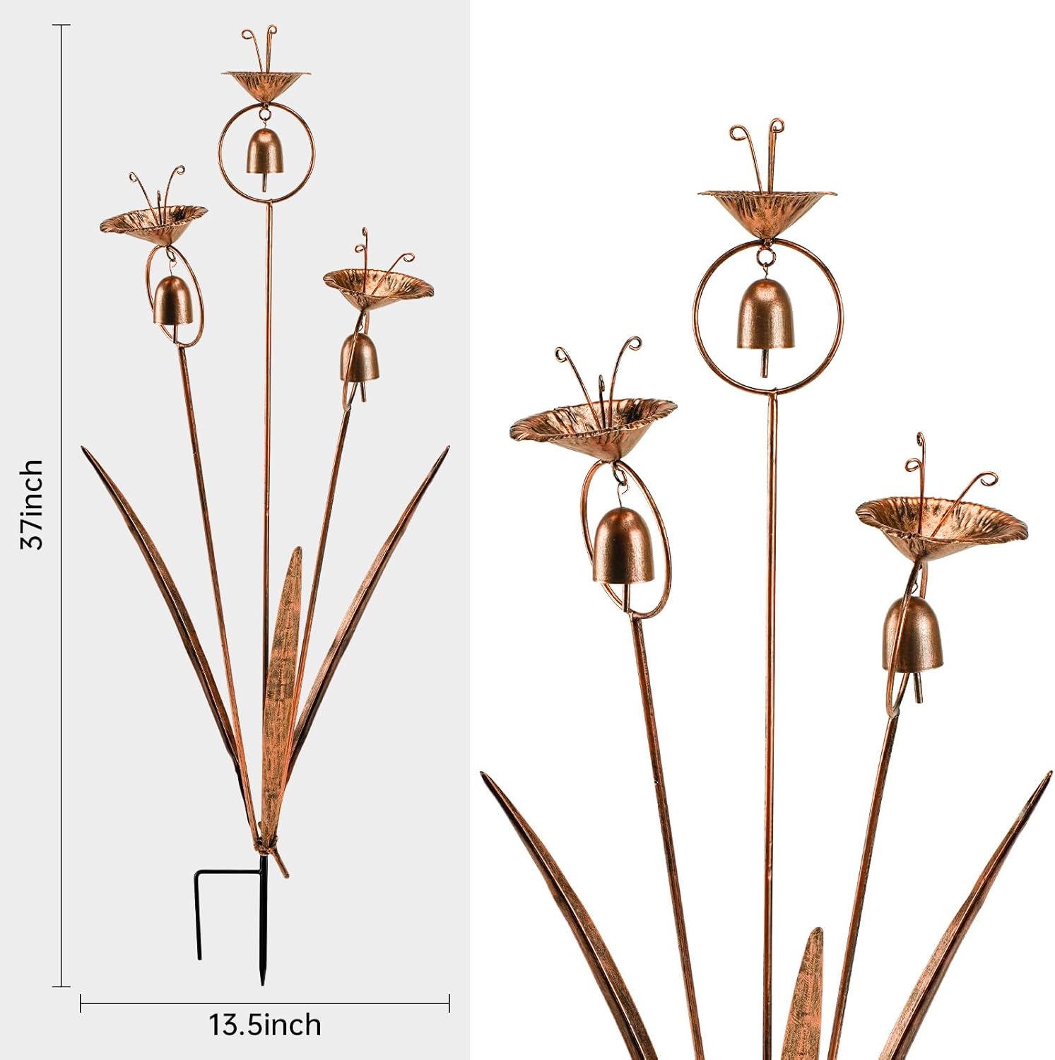 Gardens Metal Calla Lily Flowers with Bells for Outside Yard Art Metal Lilies Bronze