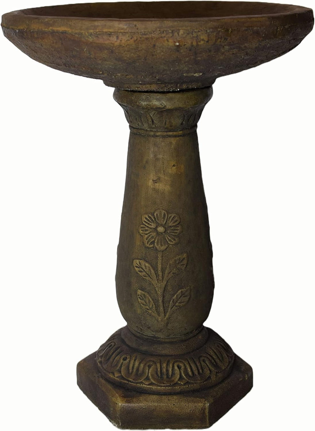 Solid Rock Stoneworks Daisy Pool Birdbath- 26" Tall x 19" Dia- Espresso