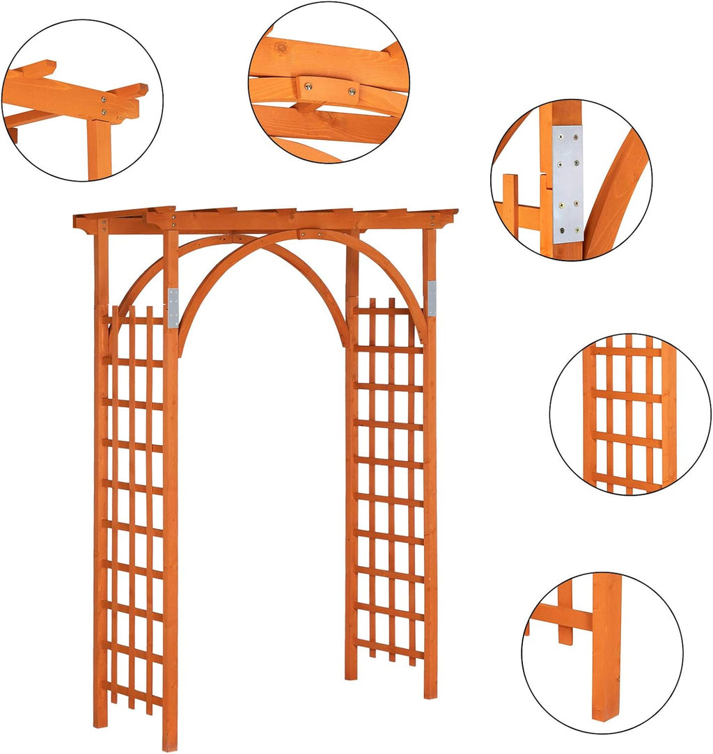 VINGLI 85in Wooden Arbor, Wedding Arch for Ceremony, Wood Trellis for Plant Climbing, Christmas Decor Pergola for Garden Backyard, Lawn (Teak)