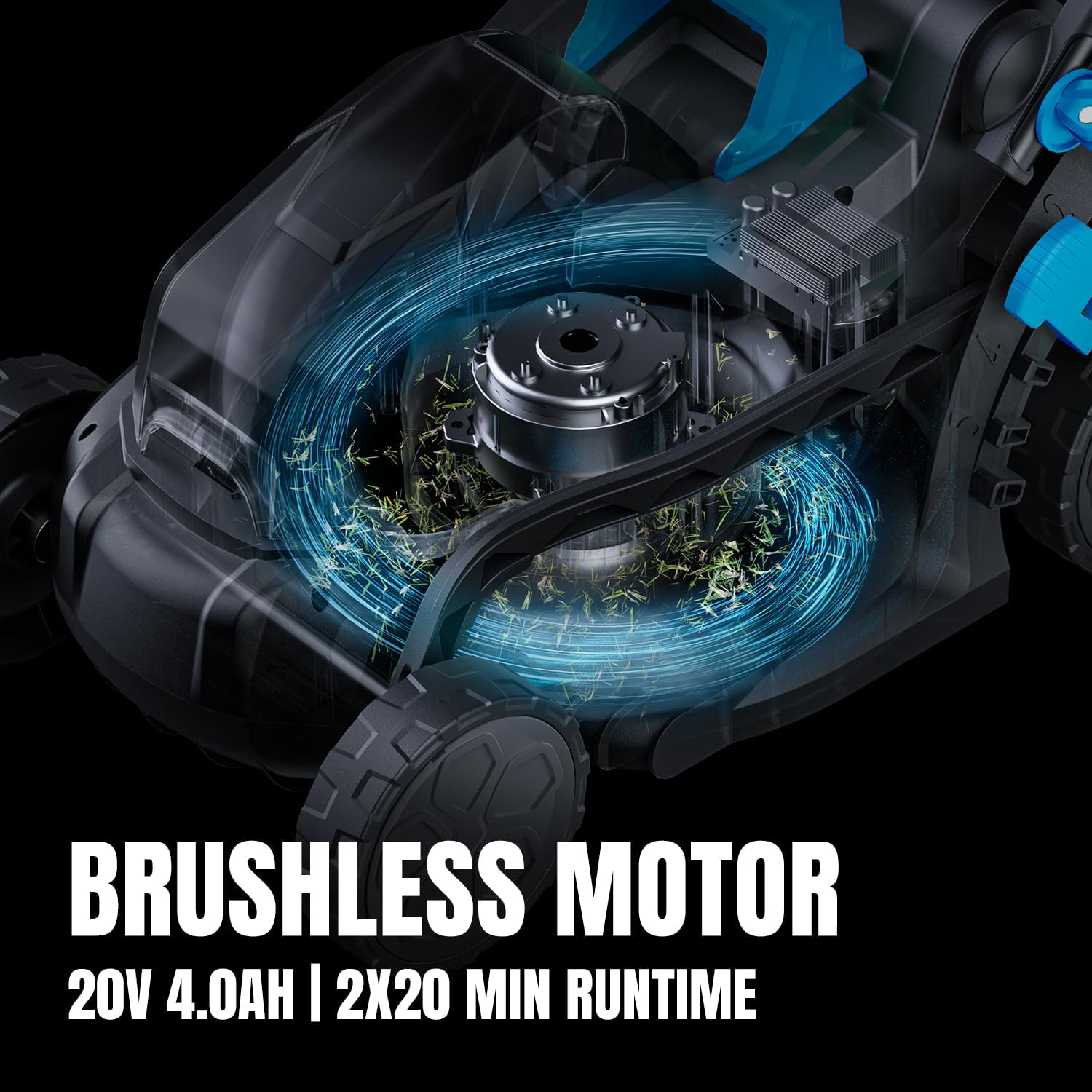 Electric Lawn Mower with Brushless Motor, 20V 13 inch Cordless Lawn Mower with 5-Position Cutting Height Adjustment, 2x4.0Ah Battery and Charger Included