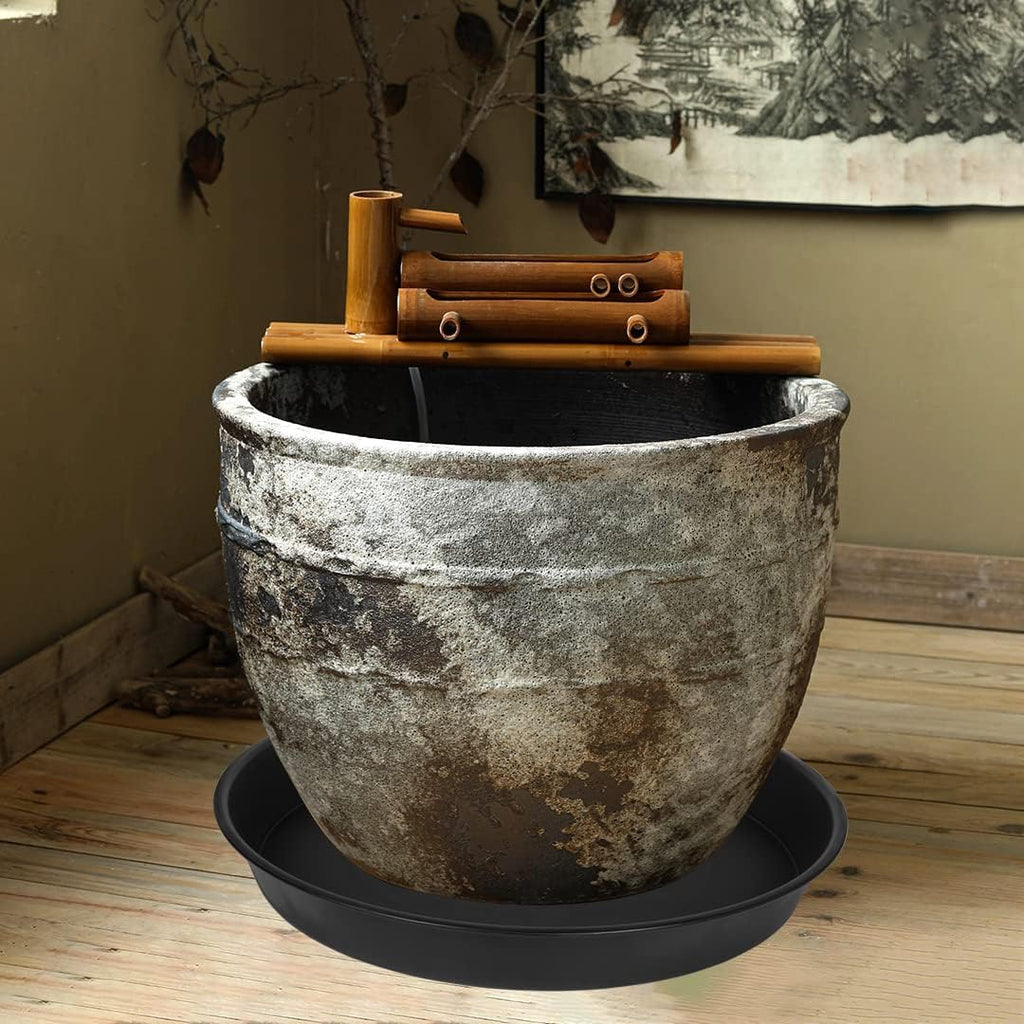 2 Pack of 18 19 inch Plant Saucer (16.6 Inch Base), 2.7" Depth Tray, Large Deep Garden Plastic Flower Trays for Indoors Outdoor, Tray for Planter 15-19" (19", Black)