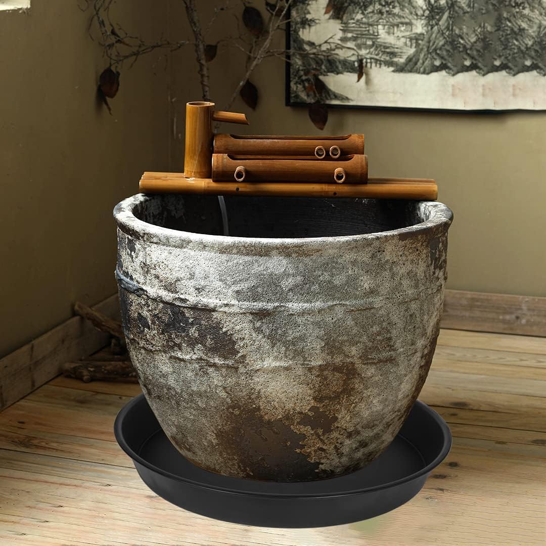 2 Pack of 18 19 inch Plant Saucer (16.6 Inch Base), 2.7" Depth Tray, Large Deep Garden Plastic Flower Trays for Indoors Outdoor, Tray for Planter 15-19" (19", Black)